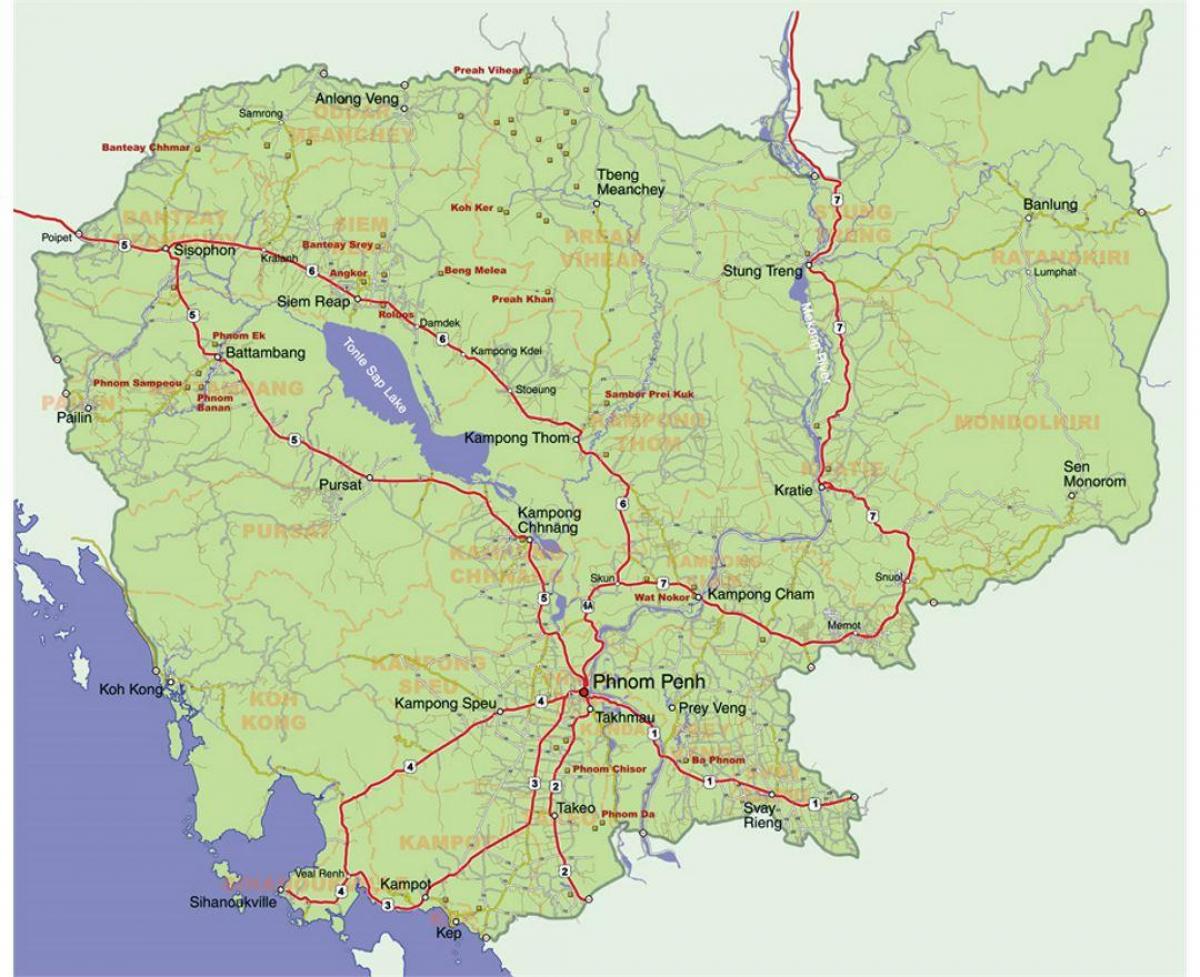 детальна карта Камбоджі
